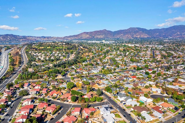 aerial view with a mountain view