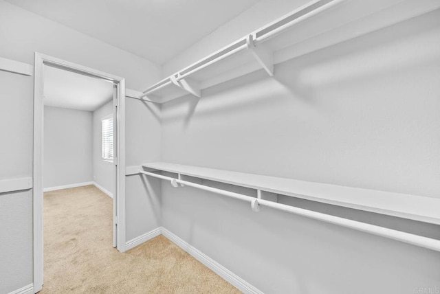 spacious closet with light colored carpet