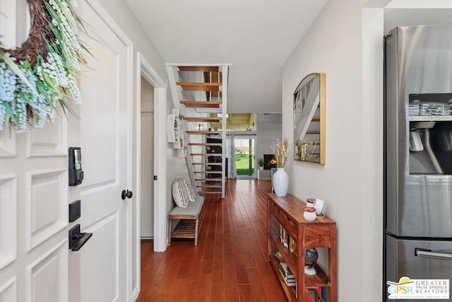 hall featuring dark hardwood / wood-style floors