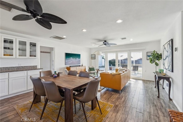 dining room with ceiling fan