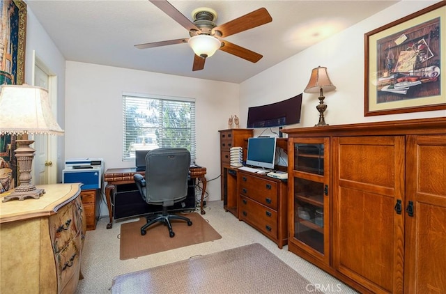 office space featuring ceiling fan