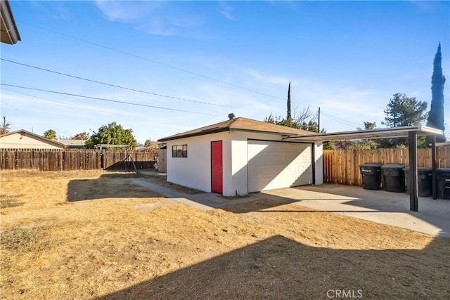 exterior space featuring a garage