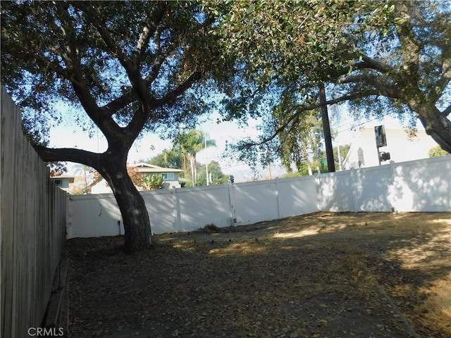 view of yard with a fenced backyard