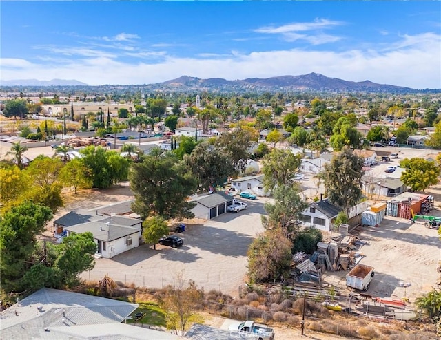 drone / aerial view featuring a mountain view