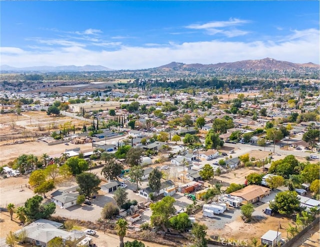 drone / aerial view featuring a mountain view