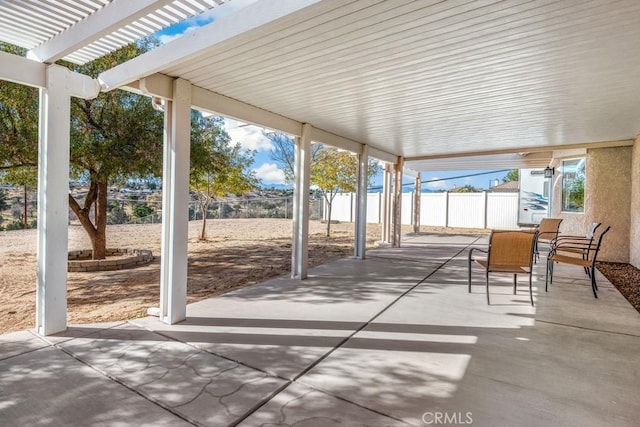 view of patio featuring a pergola