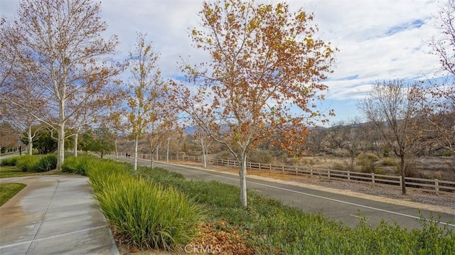 view of road with a rural view