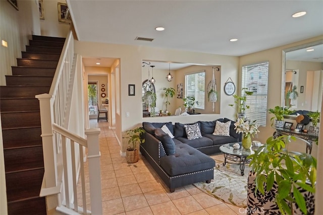 view of tiled living room