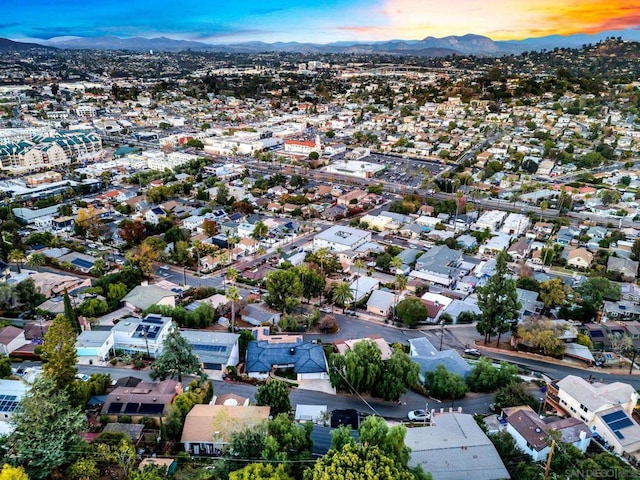 view of aerial view at dusk