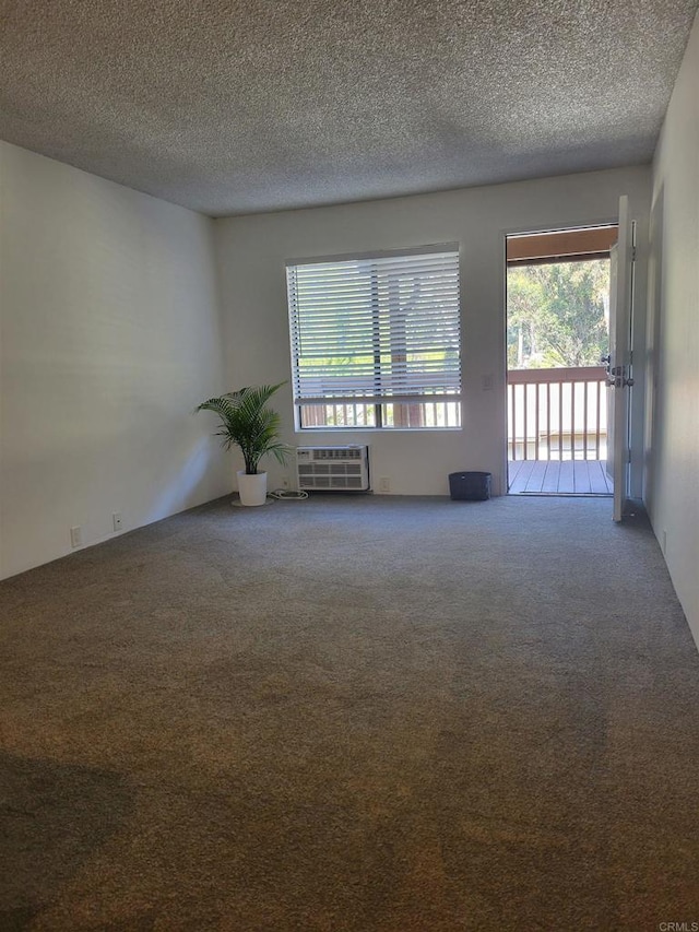 spare room with a textured ceiling and carpet flooring