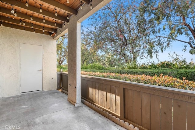 balcony with a patio area