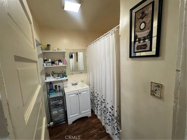 interior space featuring dark hardwood / wood-style floors and sink