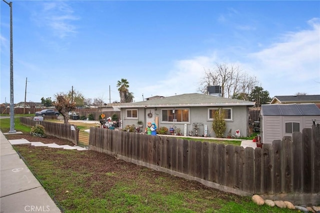 exterior space with a storage unit