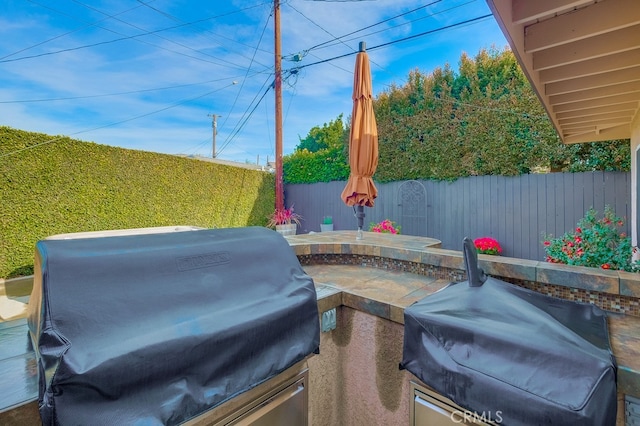 view of patio / terrace featuring a grill