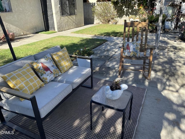 view of patio featuring an outdoor living space