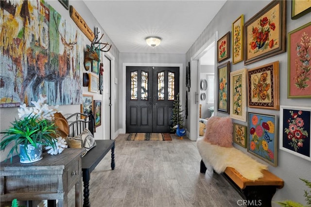 foyer with hardwood / wood-style flooring