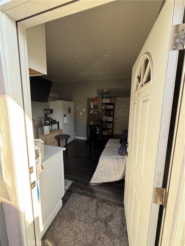 hall featuring dark hardwood / wood-style flooring