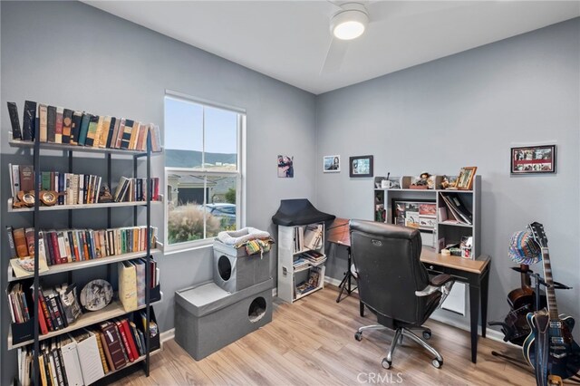 office space featuring hardwood / wood-style floors