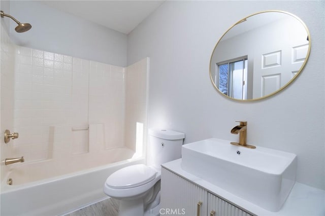 6213 Baileya Ave Unit 29, Palms, CA 92277 - bathroom featuring shower / bathing tub combination, a sink, toilet, and wood finished floors