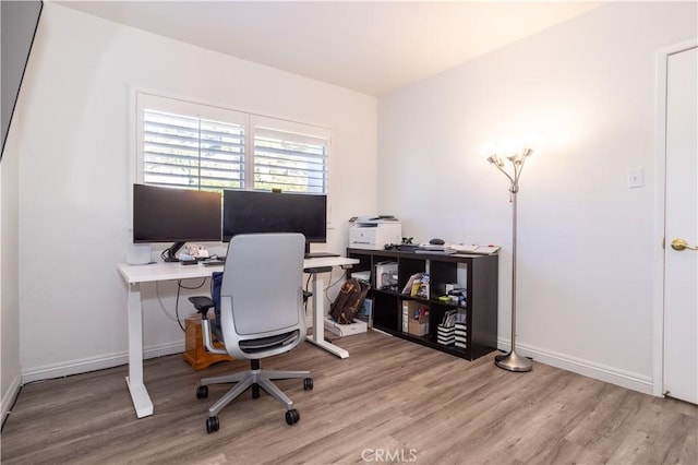 home office featuring wood-type flooring