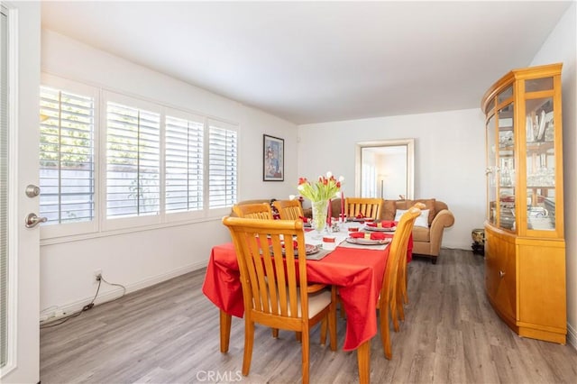 dining area with light hardwood / wood-style flooring