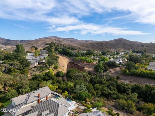 bird's eye view with a mountain view