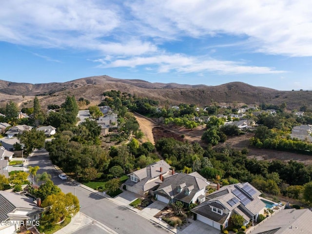 drone / aerial view with a mountain view