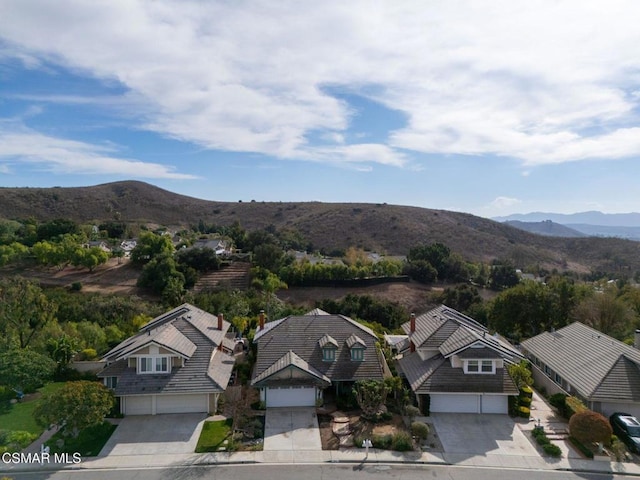 drone / aerial view with a mountain view