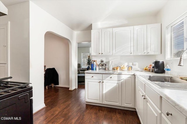 kitchen featuring white cabinets, dark hardwood / wood-style flooring, and sink