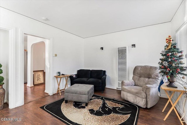 living area featuring dark hardwood / wood-style flooring