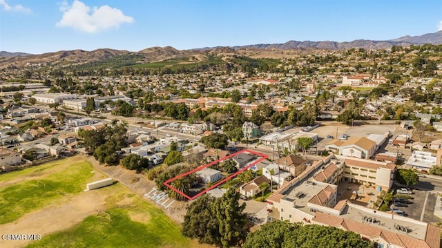 drone / aerial view with a mountain view