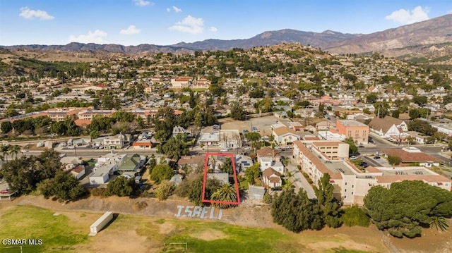 drone / aerial view with a mountain view