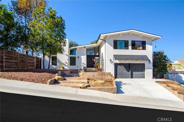 contemporary home with a garage