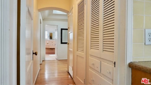 hall featuring light wood-type flooring