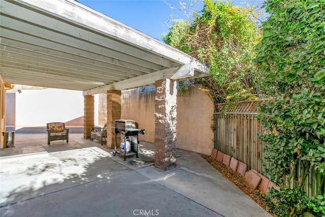 view of patio / terrace with a grill