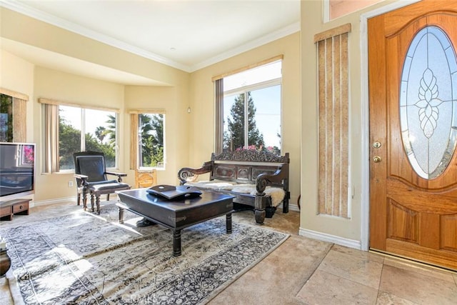 entrance foyer with crown molding