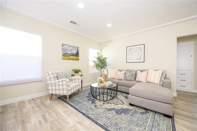 living room featuring light hardwood / wood-style floors