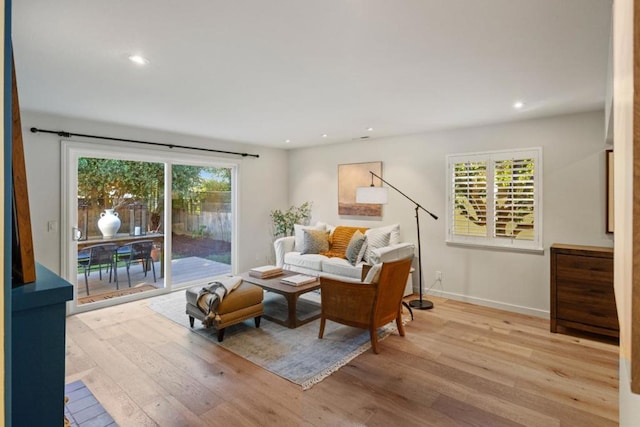 living room featuring light wood-type flooring