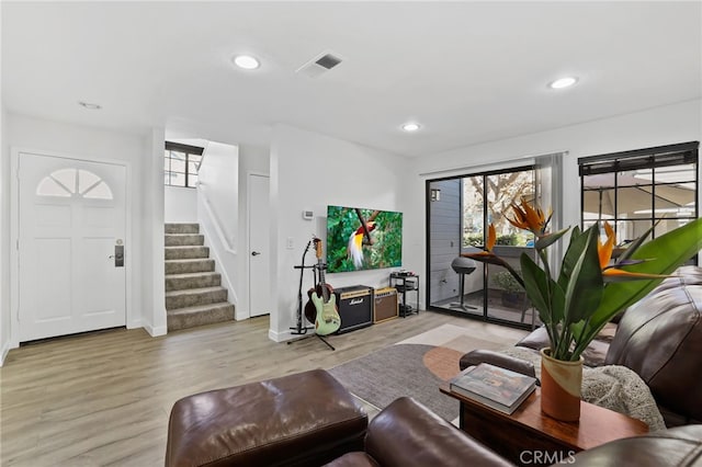 living room featuring light hardwood / wood-style floors