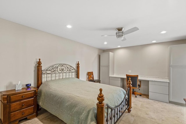 bedroom featuring ceiling fan