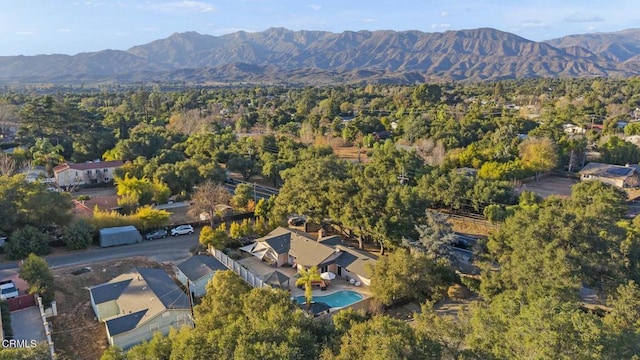 bird's eye view with a mountain view