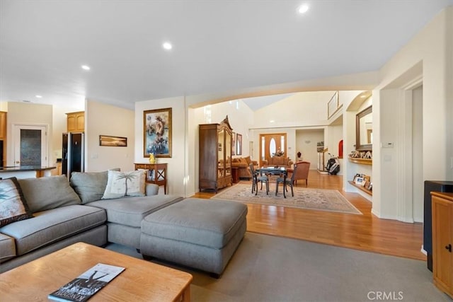 living room with light wood-type flooring