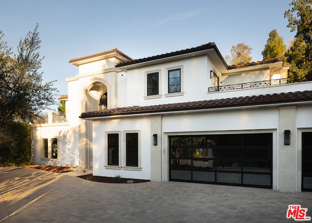 exterior space with a garage