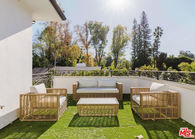 exterior space featuring outdoor lounge area