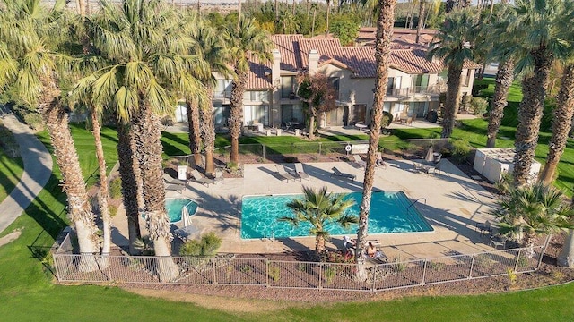 view of pool featuring a patio