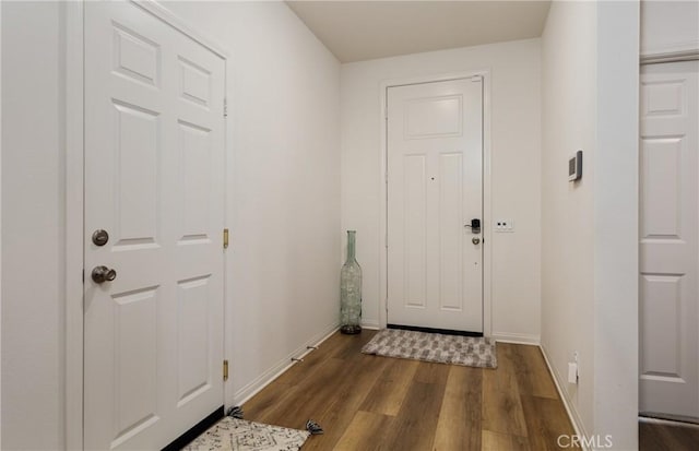 doorway to outside featuring dark hardwood / wood-style flooring