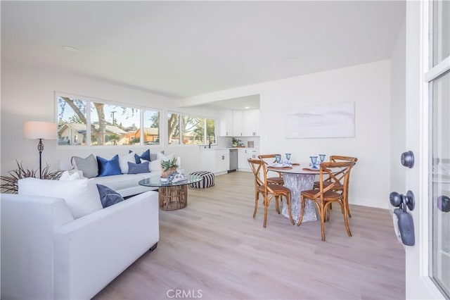 living room featuring light hardwood / wood-style floors