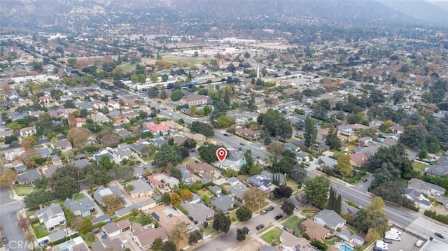 aerial view with a mountain view