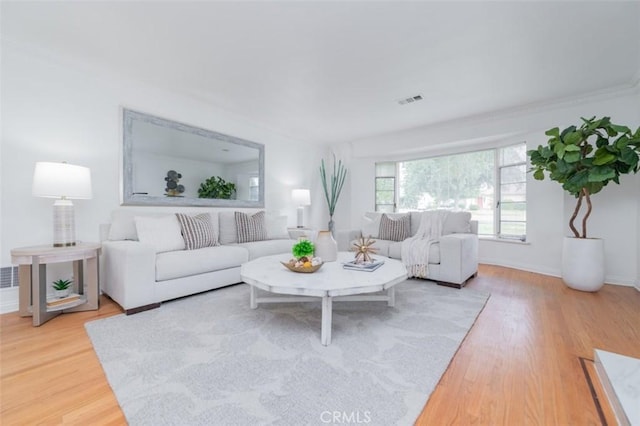 living room with wood-type flooring