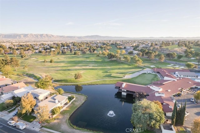 bird's eye view featuring a water and mountain view